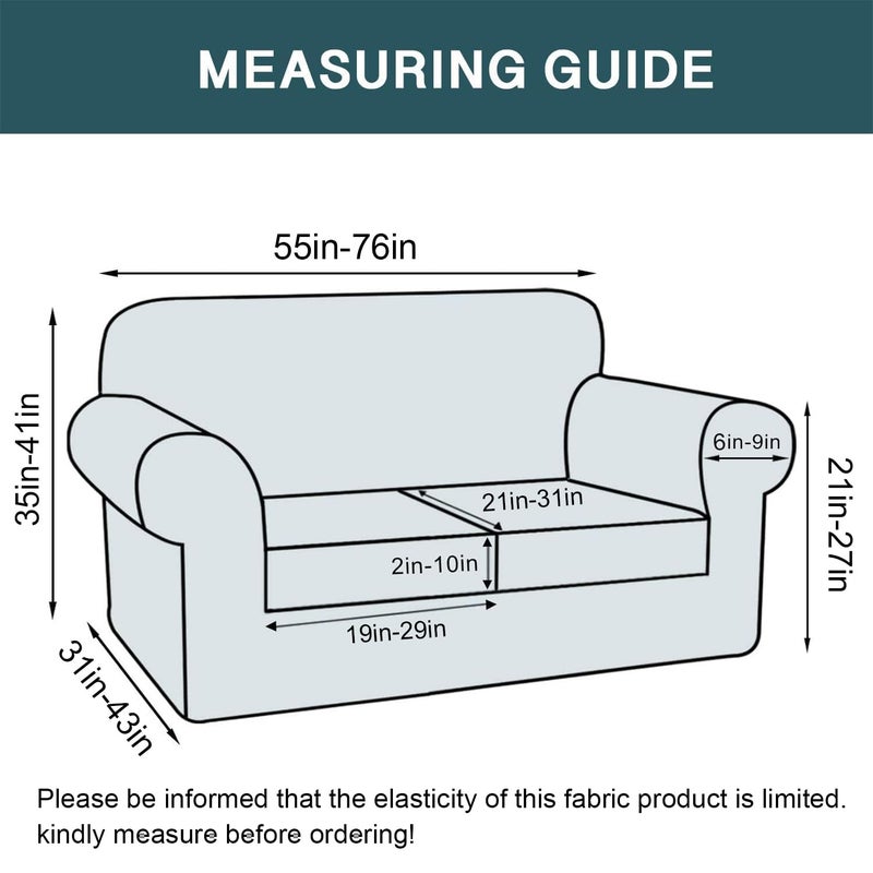 FantasDecor 3 Piece Sofa Covers Velvet for 2 Cushion Couch Stretch Loveseat Slipcover with Individual Seat Elastic Furniture Protector for Pets (Loveseat, Taupe) - Image 2